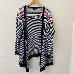 Lane Bryant Sweater Cardigan Size 18/20 Striped Wool Blend Open Front